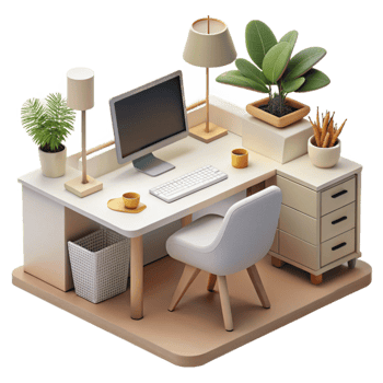 magnificent artistic Minimalist Home Office Workspace Isolated original png