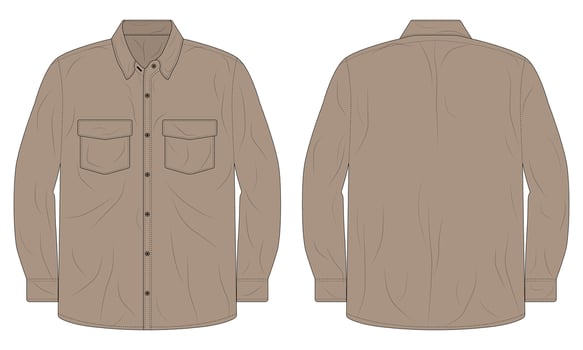 Men's brown long sleeve button down shirt template vector