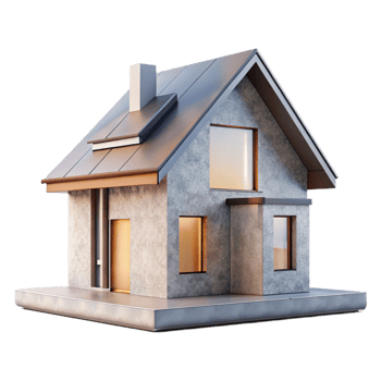 vibrant rustic Minimalist House Design Side View Isolated premium png