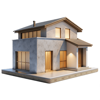 elegant traditional Minimalist House Design Side View Isolated authentic png