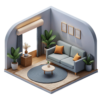 wonderful traditional Minimalist Living Room with Gray Rug Cutout premium png