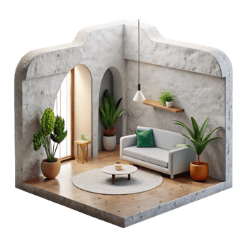 magnificent artistic Minimalist Virtual Room White Walls Cutout exclusive png