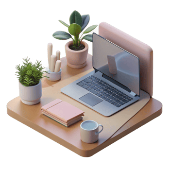 wonderful creative Minimalist Workspace with Laptop Cutout authentic png