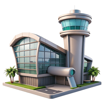 impressive traditional Modern Architecture Airport Building Isolated detailed png