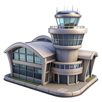 serene classic Modern Architecture Airport Building Isolated premium png