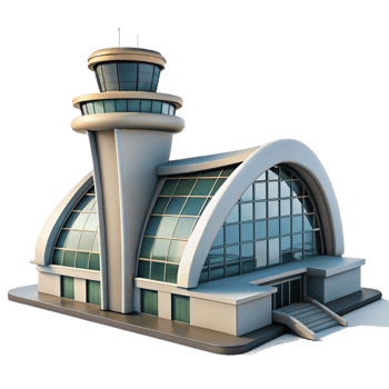 vibrant classic Modern Architecture Airport Building Isolated high resolution png