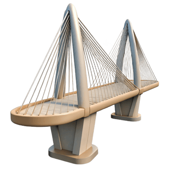 elegant artistic Modern Architecture Bridge Cable Stayed Design Transparent Background premium png