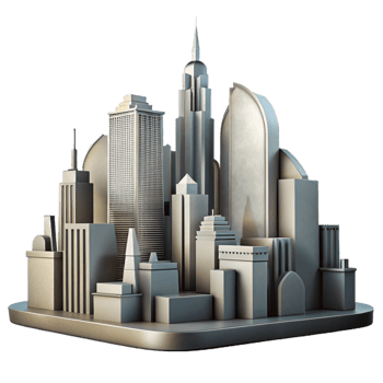 serene minimalist Modern Architecture Cityscape Silhouette Cutout genuine png