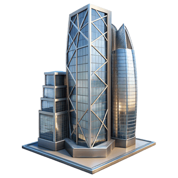 magnificent artistic Modern Architecture Skyscraper Steel and Glass Transparent Background high resolution png