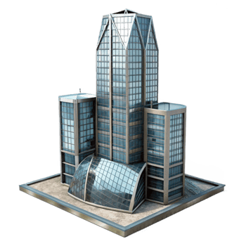 stunning creative Modern Architecture Skyscraper Steel and Glass Transparent Background high quality png