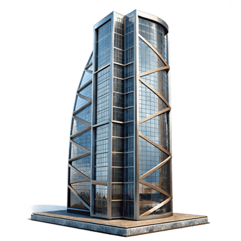 vibrant contemporary Modern Architecture Skyscraper Steel and Glass Transparent Background detailed png