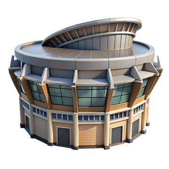 serene traditional Modern Architecture Stadium Facade Cutout authentic png