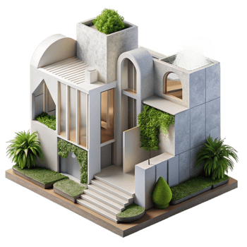 stunning rustic Modern Architecture with Integrated Greenery Cutout with Minimalist Design exclusive png