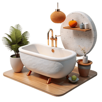 elegant traditional Modern Bathroom with White Tub Isolated professional png