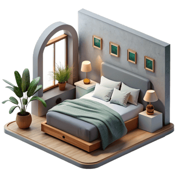 impressive artistic Modern Bedroom with Minimal Decor Cutout original png