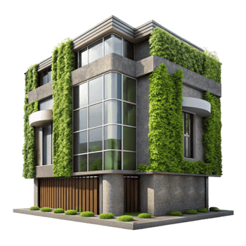 dramatic creative Modern Building with Vertical Garden Transparent Background genuine png