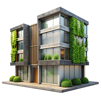 stunning vintage Modern Building with Vertical Garden Transparent Background authentic png
