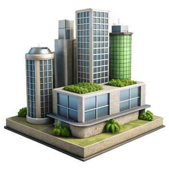 extraordinary traditional Modern City Building with Vertical Garden Transparent Background png