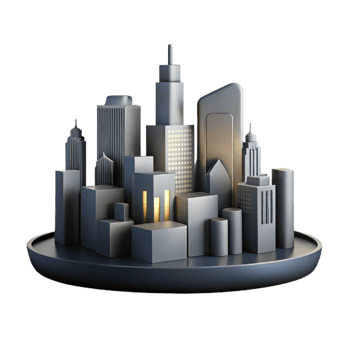 beautiful modern Modern Cityscape Silhouette with Neon Glow Cutout premium png