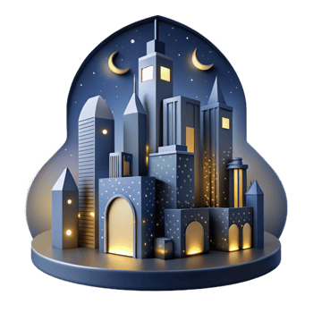 stunning minimalist Modern Cityscape Silhouette with Neon Glow Cutout png