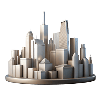 impressive creative Modern Cityscape Skyline Silhouette Transparent Background high resolution png