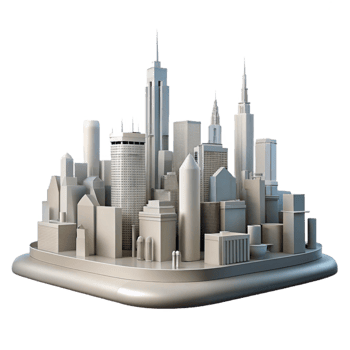 magnificent vintage Modern Cityscape Skyline Silhouette Transparent Background png