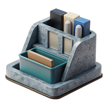 dramatic creative Modern Desk Organizer Isolated on Transparent Background high quality png