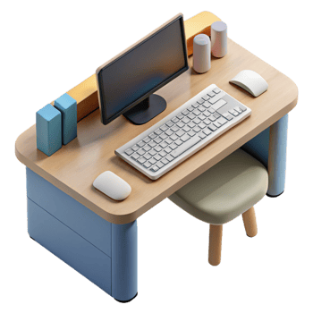 beautiful contemporary Modern Desk with Keyboard Top View Cutout genuine png
