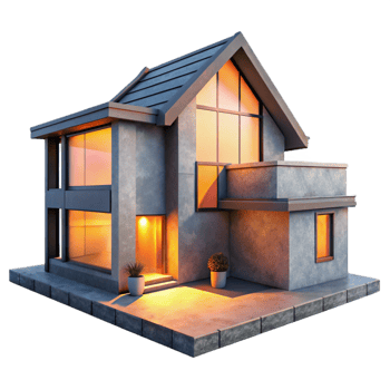 wonderful modern Modern Home Exterior Sunset Glow Isolated premium png