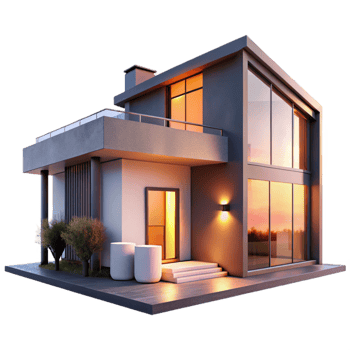 magnificent vintage Modern Home Exterior Sunset Glow Isolated high resolution png