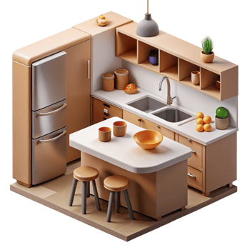 serene modern Modern Kitchen Interior Minimalist Cutout Element high quality png