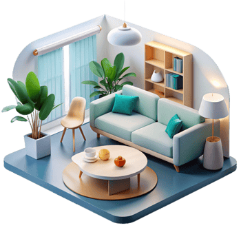 vibrant contemporary Modern Living Room Minimalist Design Transparent Background authentic png