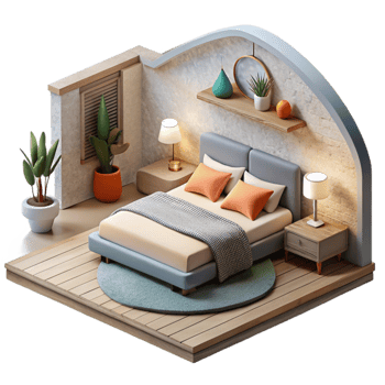 magnificent artistic Modern Minimalist Bedroom Isolated genuine png