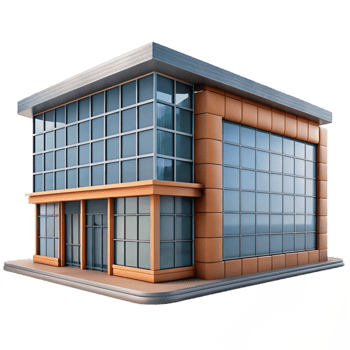 beautiful vintage Modern Office Building Facade Transparent Background high quality png