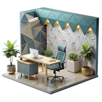 beautiful contemporary Modern Office Interior with Plants Isolated professional png