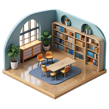 serene creative Modern School Library Interior Cutout png