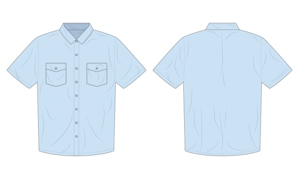Short sleeve button down blue shirt template vector