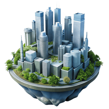 extraordinary modern Modern Vertical City with Sky Gardens Isolated authentic png