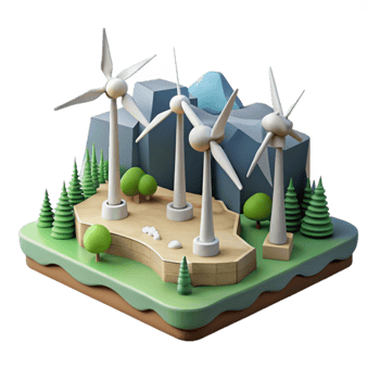 dramatic vintage Modern Wind Farm Landscape Cutout high quality png
