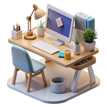 extraordinary artistic Modern Workspace with Ai Design Tools Transparent high quality png