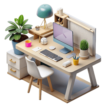 extraordinary vintage Modern Workspace with Ai Design Tools Transparent professional png