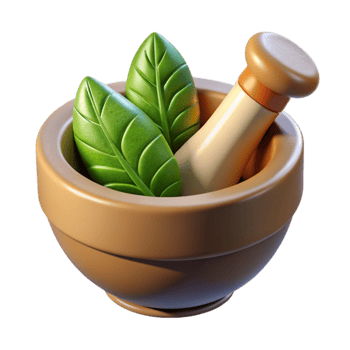 dramatic minimalist Mortar and Pestle with Herbs Cutout png