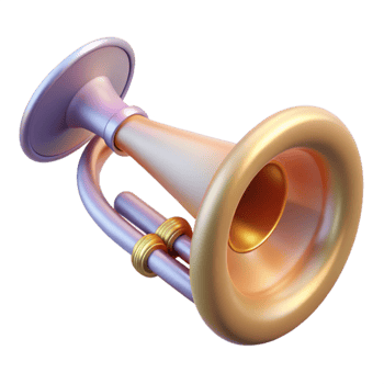 stunning artistic Music Instrument Trumpet Side View Transparent Background professional png