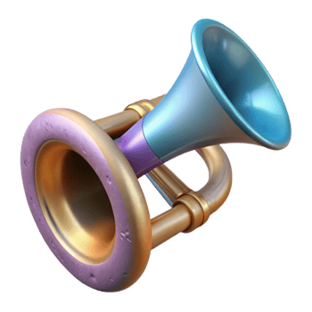 beautiful abstract Music Instrument Trumpet Side View Transparent Background premium png