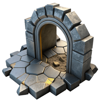 serene minimalist Mysterious Portal Through Cracked Asphalt Cutout original png