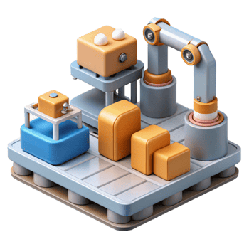 extraordinary classic Nanobot Assembly Line in Factory Setting Transparent Background detailed png