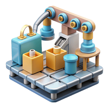 dramatic traditional Nanobot Assembly Line in Factory Setting Transparent Background genuine png