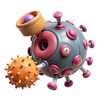 serene minimalist Nanobot Delivering Enzymes to Cell Isolated original png