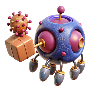 elegant artistic Nanobot Delivering Proteins to Cell Isolated detailed png