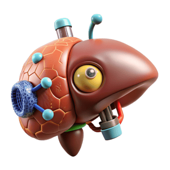 impressive creative Nanobot Repairing Damaged Liver Cell Cutout png